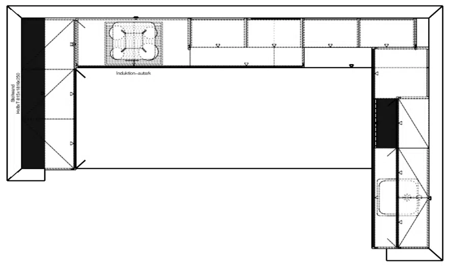 Häcker U-Küche Vancouver Alteiche Grundriss