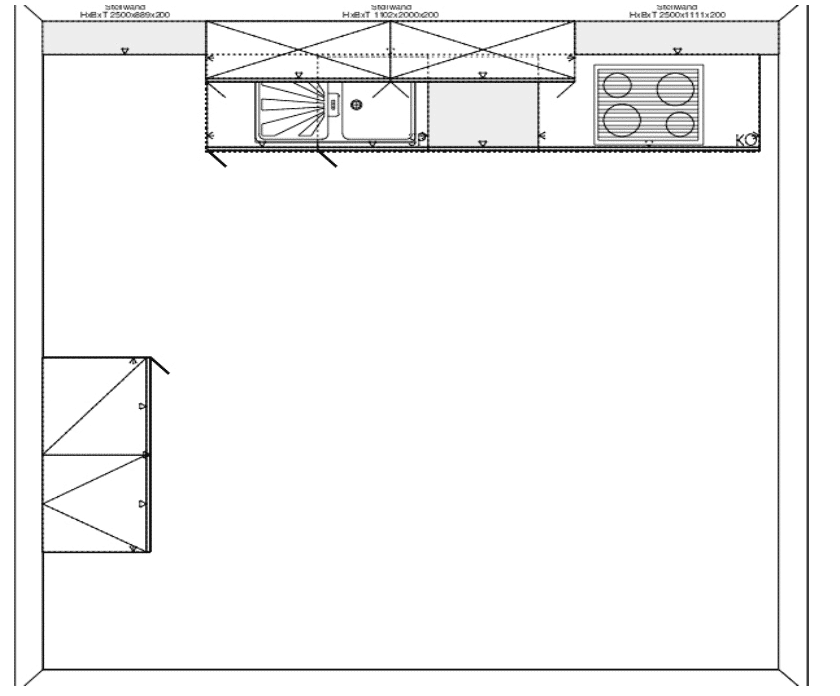 Häcker moderne Küche weiß Grundriss