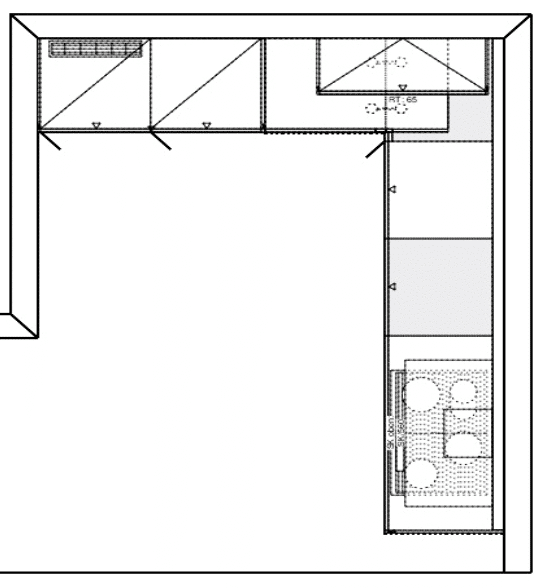 Häcker moderne L-Küche schwarz Grundriss