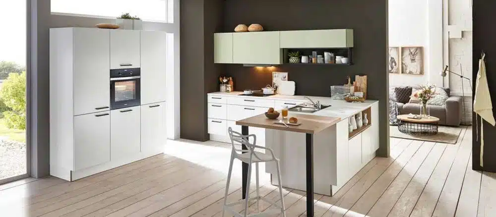 Nolte moderne L-Küche weiß soft Lack
