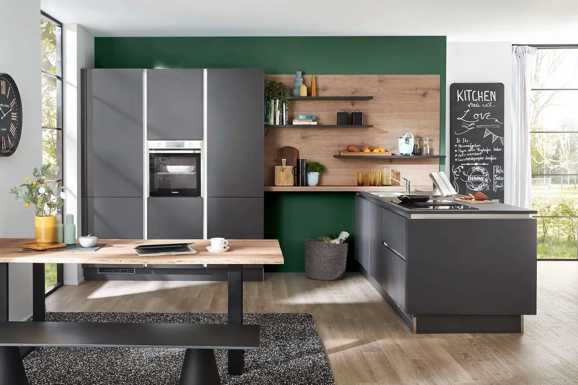 Nolte Design Küchenzeile Graphit mit Wandschrank