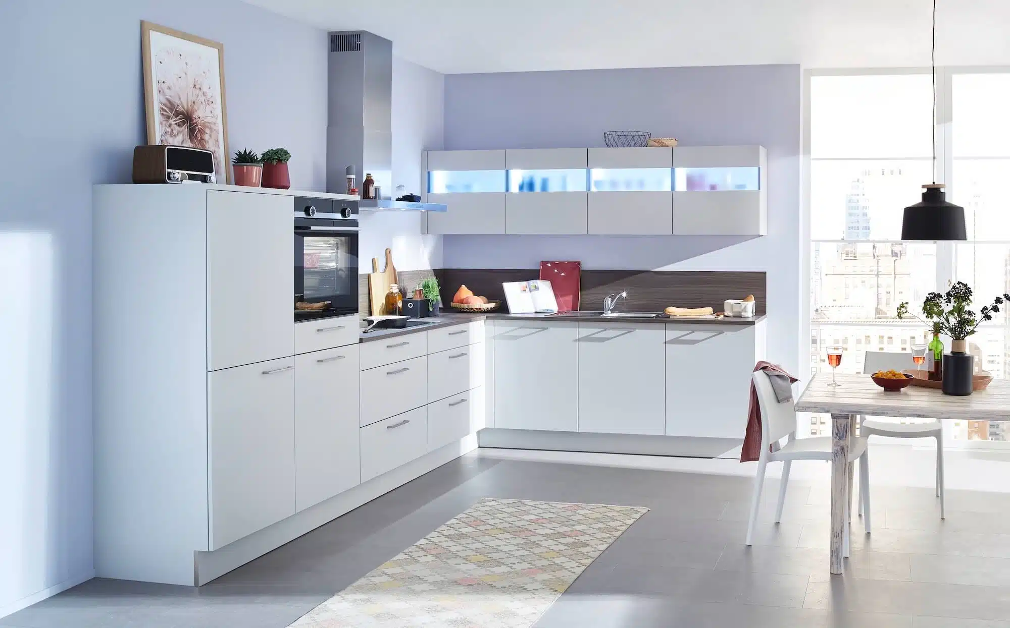 Nolte moderne L-Küche Mattweiß Plus